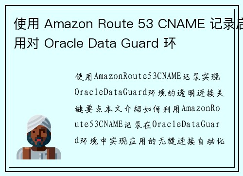 使用 Amazon Route 53 CNAME 记录启用对 Oracle Data Guard 环